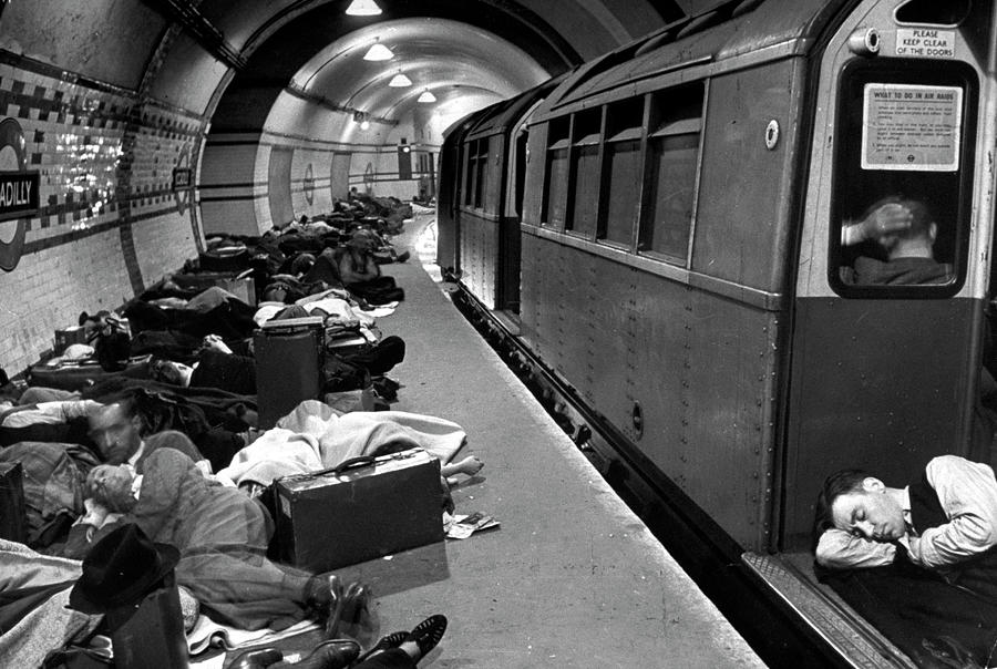 London Photograph - Underground During WWII London Scenes by Hans Wild