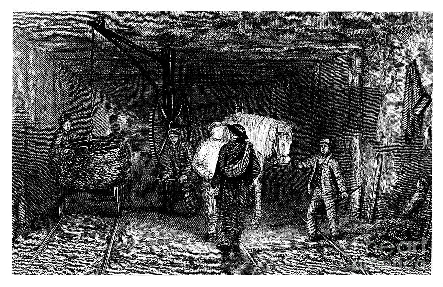 Underground Scene In A Coal Mine, 1860 Drawing by Print Collector