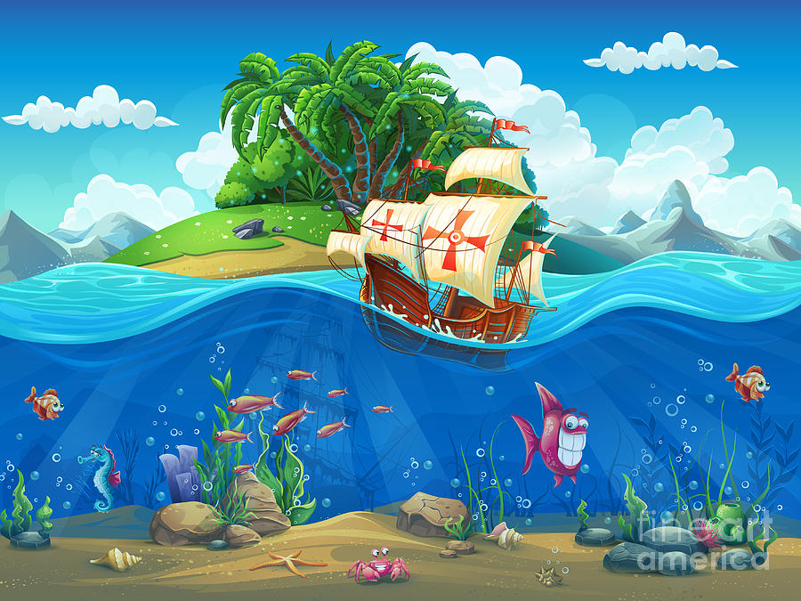 Fauna Photograph - Undersea World With Island And Sailing by Nearbirds Fauna Photograph - Undersea World With Island And Sailing by Nearbirds