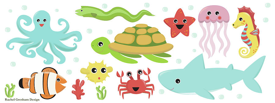Turtle Digital Art - Underwater Designs by Rachel Gresham