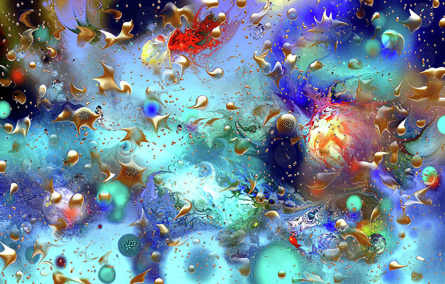 Abstract Digital Art - Underwater Golden by Natalia Rudzina