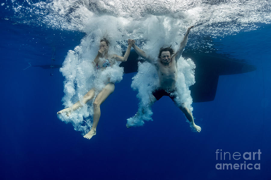 Feet Photograph - Underwater View Of The Young Couple by Dudarev Mikhail Feet Photograph - Underwater View Of The Young Couple by Dudarev Mikhail