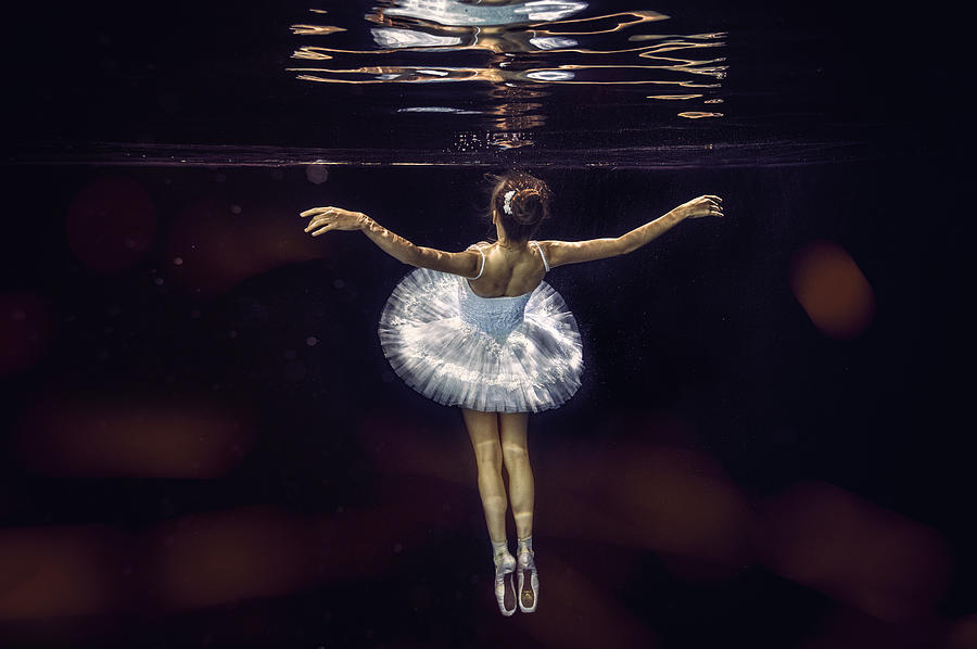 Underwater Photograph - Underwater White Ballet by Petr Kleiner