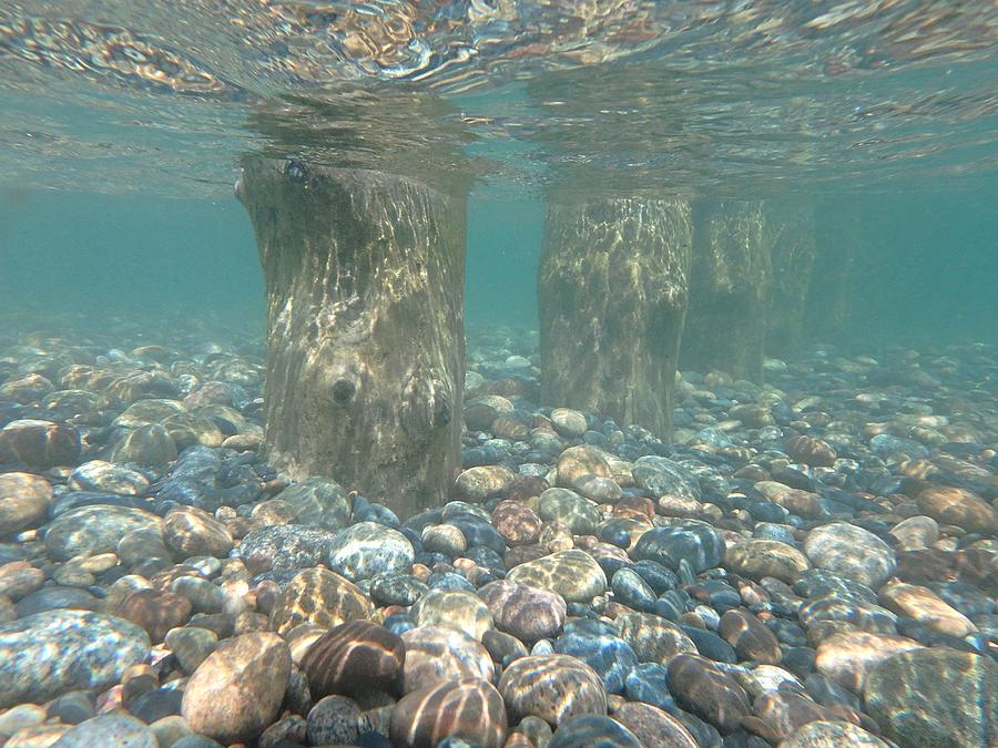 Underwater wood pier in Lake Superior Photograph by Roxanne Distad | Pixels