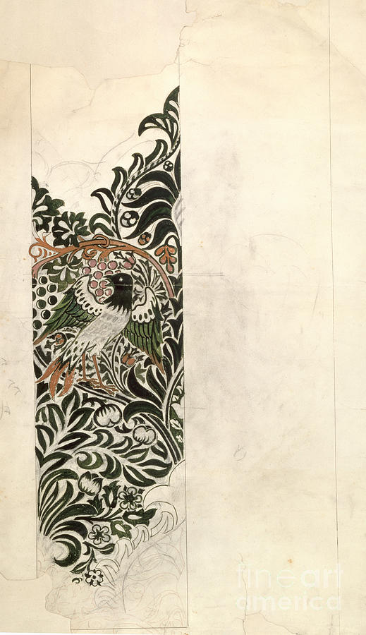 Unfinished bird And Vine Wood Block Design For Wallpaper, 1878 Painting by William Morris