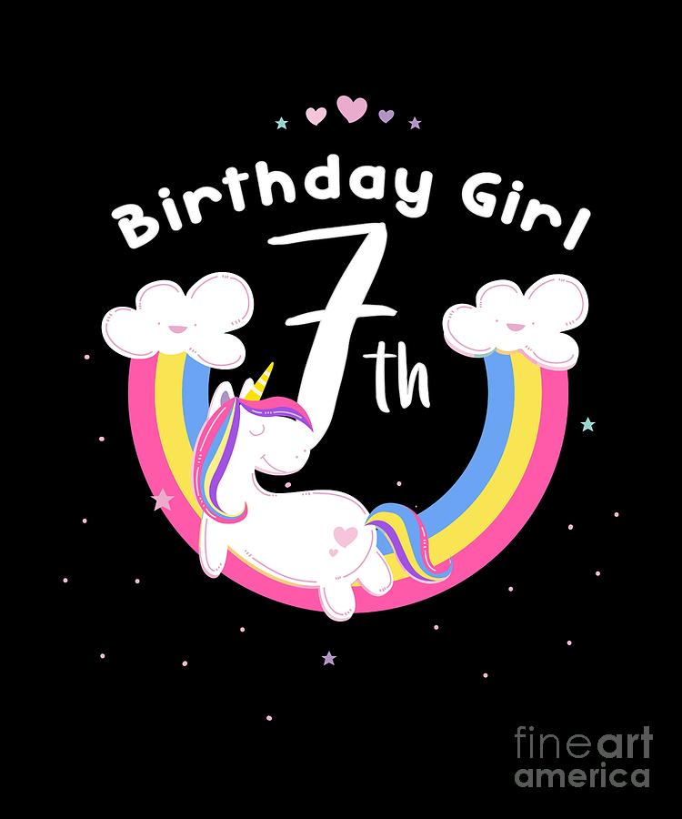 Unicorn 7th Birthday Girl Digital Art by Jose O - Fine Art America