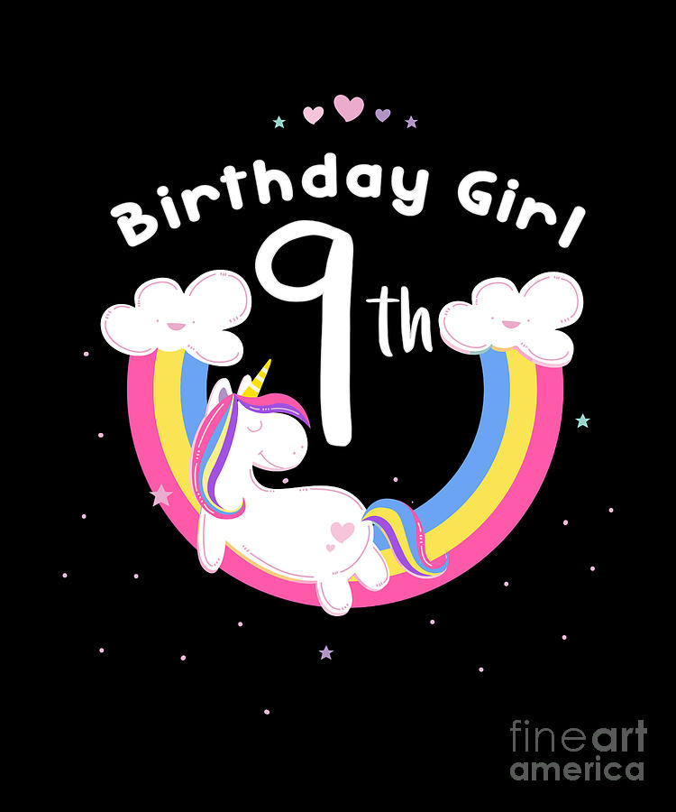 Unicorn 9th Birthday Girl Digital Art by Jose O - Fine Art America