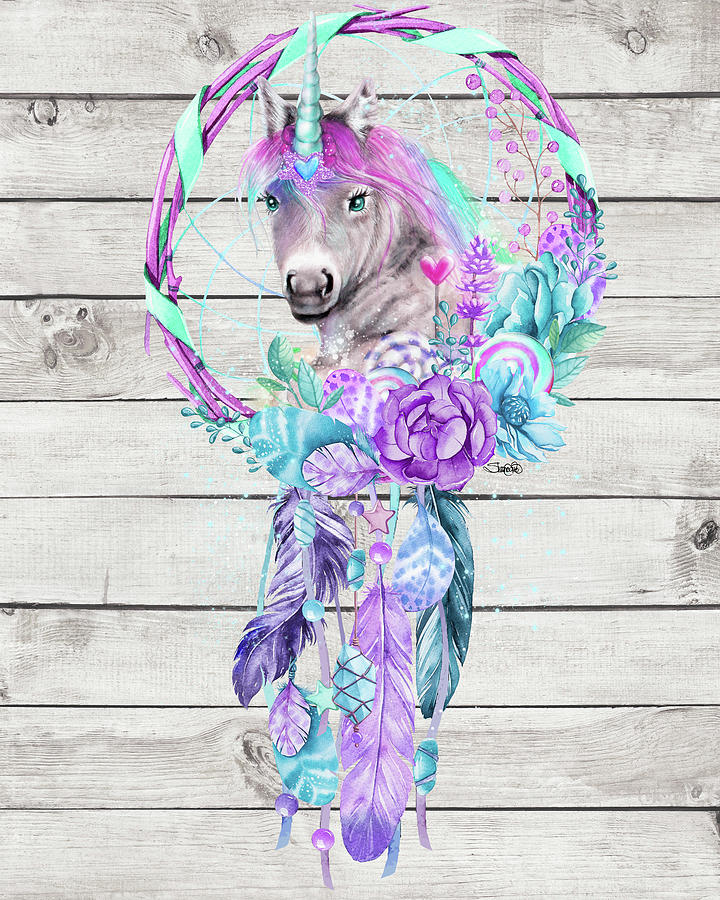 Magic Mixed Media - Unicorn Dream Catcher by Sheena Pike Art And Illustration