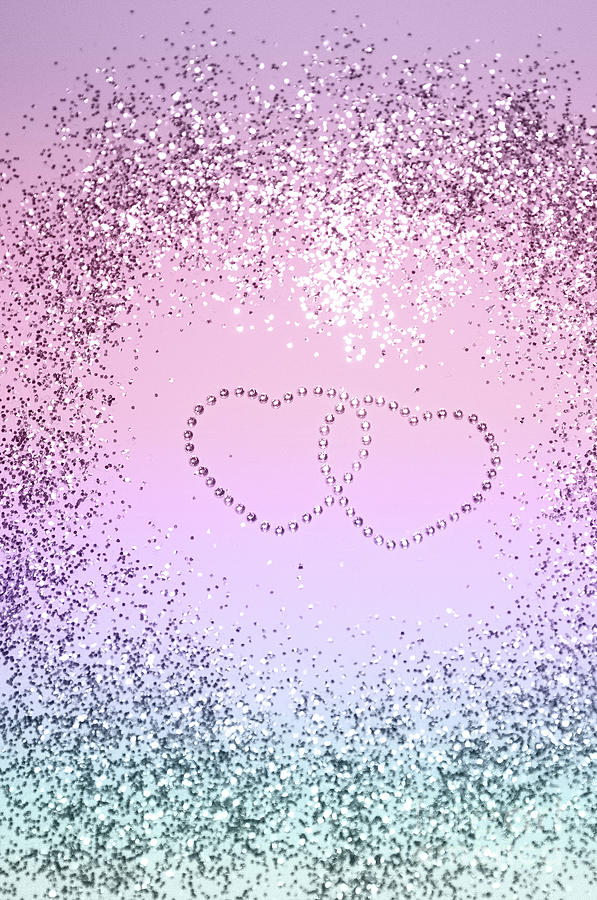 Abstract Photograph - Unicorn Girls Glitter Hearts #2 #shiny #pastel #decor #art by Anitas and Bellas Art