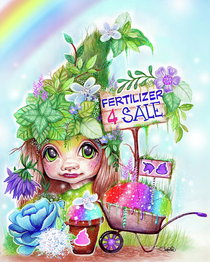 Elf Mixed Media - Unicorn Poop For Sale Garden Whimzies by Sheena Pike Art And Illustration