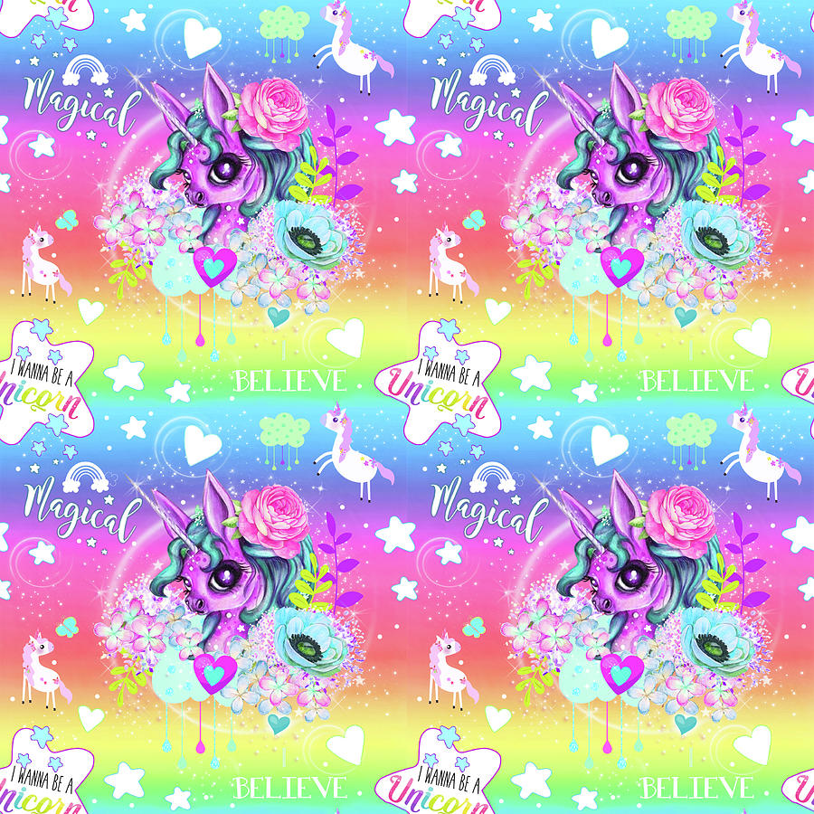 Pattern Mixed Media - Unicorn Rainbow Ombre Pattern by Sheena Pike Art And Illustration