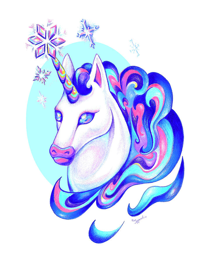 Unicorn Winter Drawing by Sipporah Art and Illustration