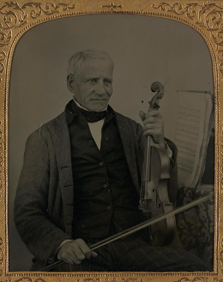 Unidentified Elderly man with violin ca. 1870 Ambrotype Painting by Celestial Images