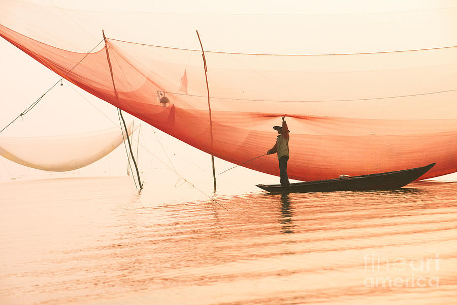 Sparkle Photograph - Unidentified Fisherman Checks His Nets by Jimmy Tran Sparkle Photograph - Unidentified Fisherman Checks His Nets by Jimmy Tran