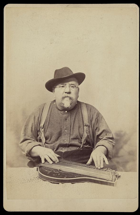 Unidentified Man with zither ca. 1890 Painting by Celestial Images