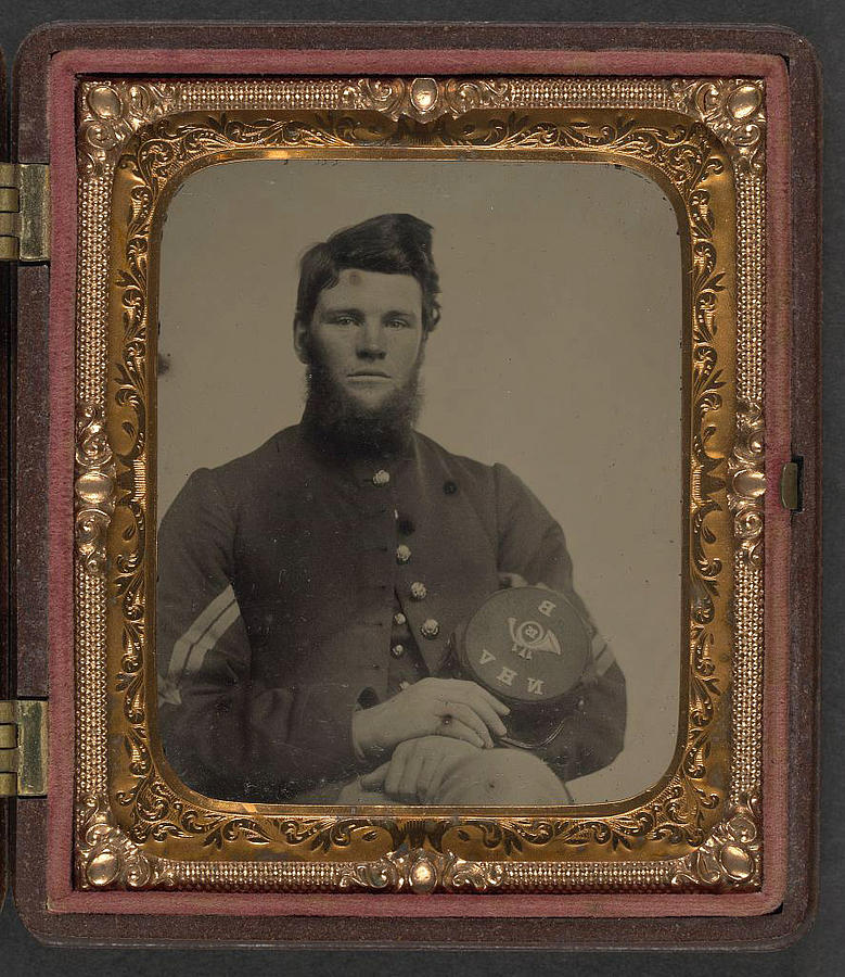 Unidentified soldier in Union corporals uniform holding Company B, 15th New Hampshire Volunteers ke Painting by Celestial Images