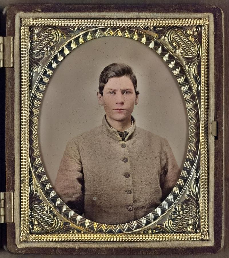 Unidentified young soldier in Confederate uniform colorized by Ahmet ...