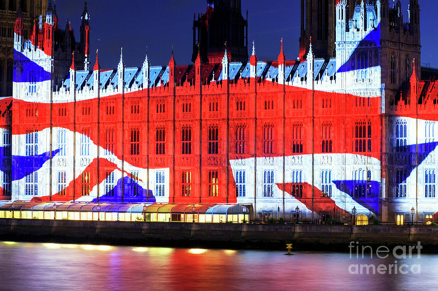 Union Jack on the Palace of Westminster in London Photograph by John Rizzuto