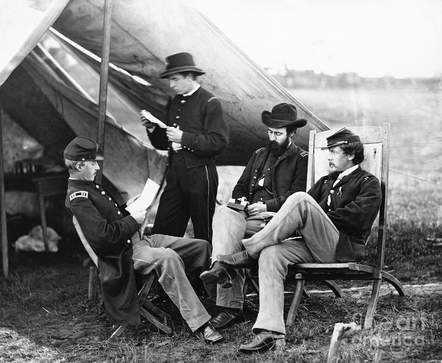 Union Officers Outside Tent Photograph by Bettmann