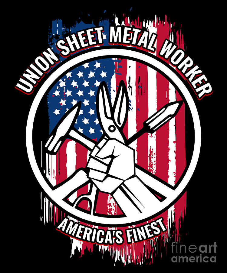 Union Sheet Metal Worker Gift Proud American Skilled Labor Workers Tradesmen Craftsman Professions Digital Art by Martin Hicks