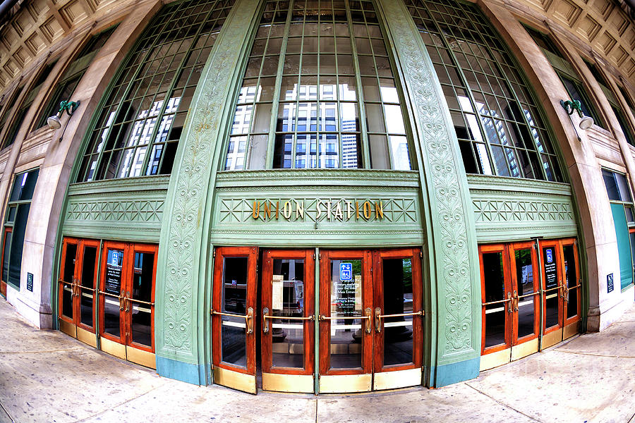 Union Station Exterior Fisheye in Chicago Photograph by John Rizzuto