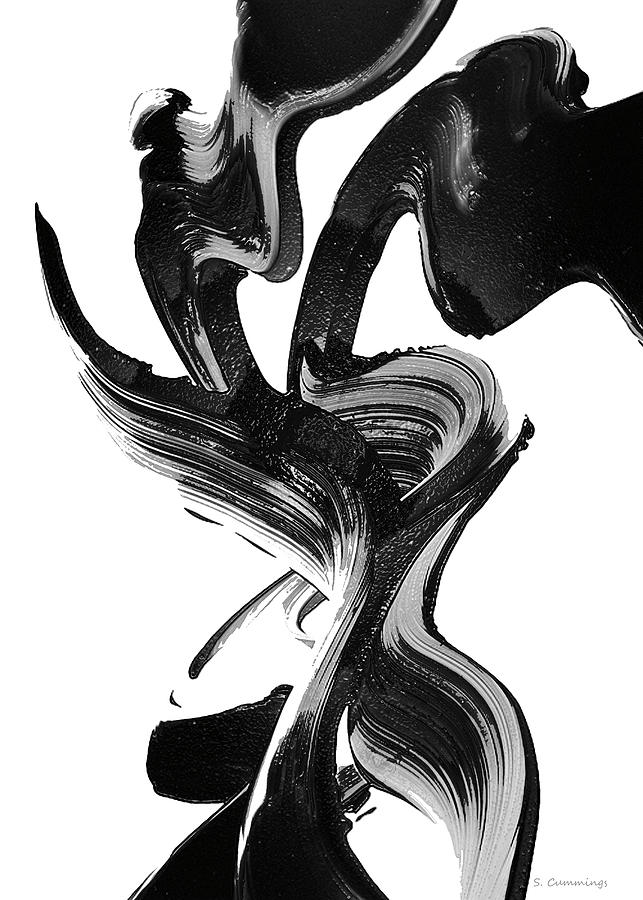 Unique Black And White Abstract Art - Black Beauty 7 - Sharon Cummings Painting by Sharon Cummings