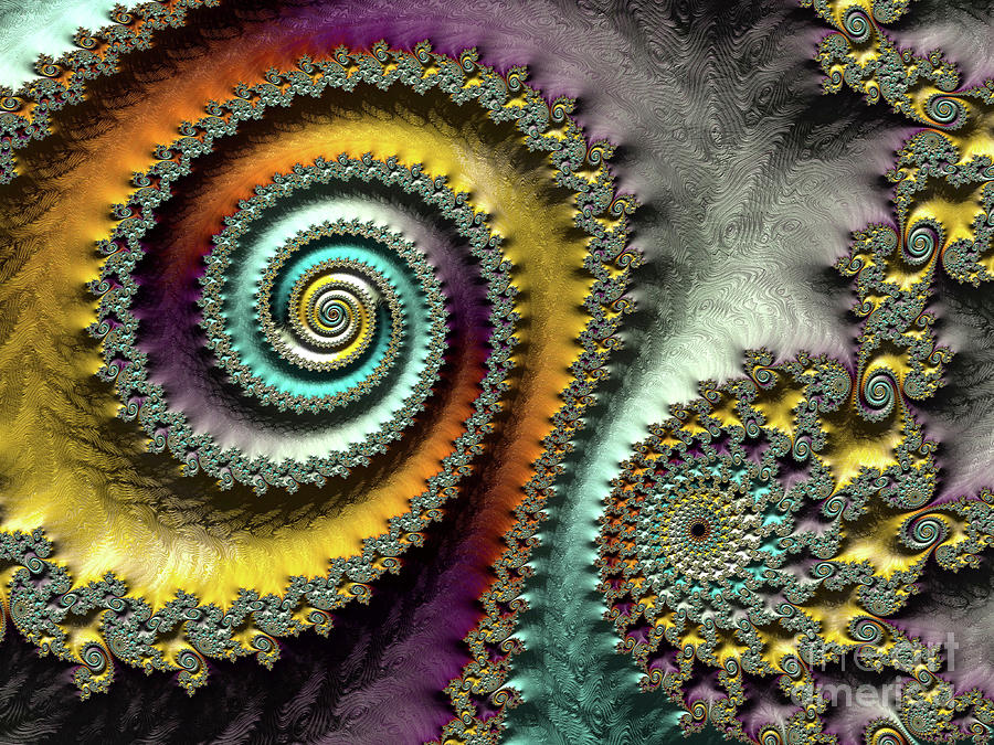Abstract Digital Art - Unique Double Swirl by Elisabeth Lucas