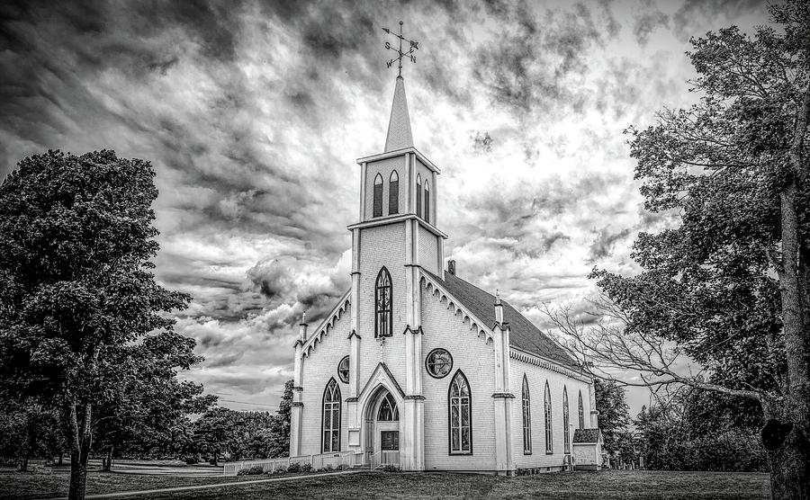 Black And White Photograph - Picturesque in Malpeque, Black and White by Marcy Wielfaert