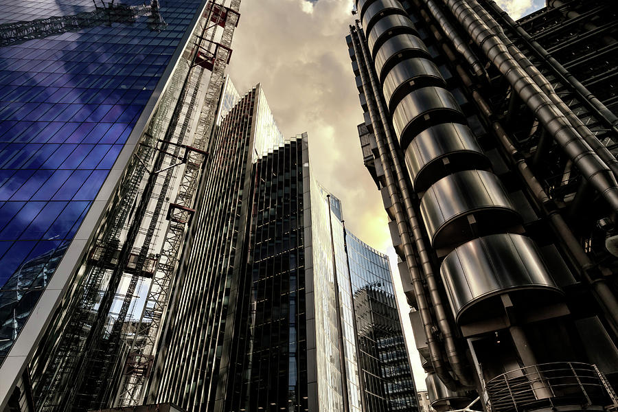 United Kingdom, England, London, Great Britain, City Of London, Financial District Skyscrapers Digital Art by Maurizio Rellini