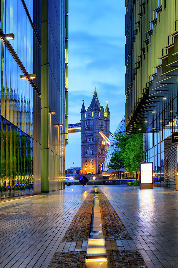 United Kingdom, England, London, Great Britain, City Of London, Tower Bridge By Night Digital Art by Maurizio Rellini