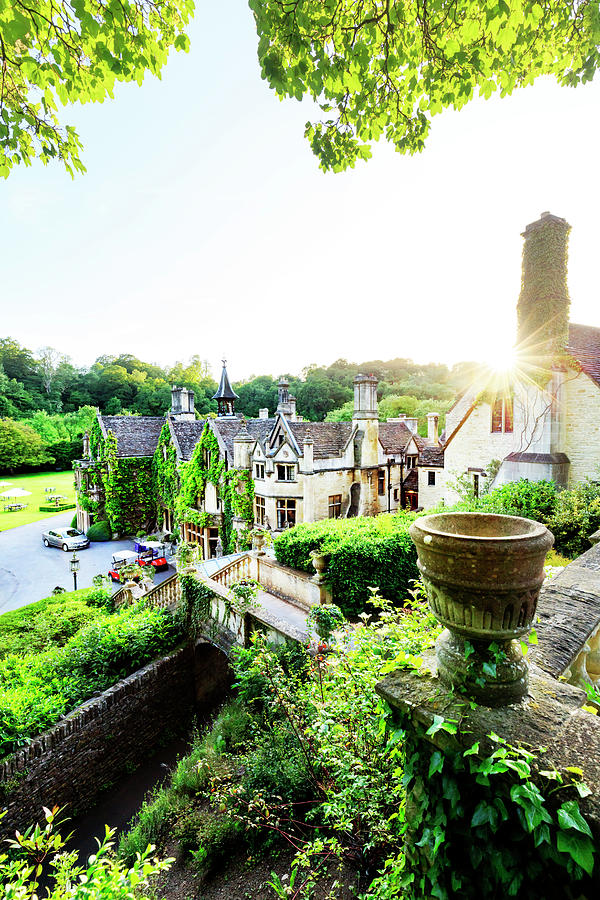 United Kingdom, England, Wiltshire, Great Britain, Cotswolds, British Isles, Castle Combe, Manor House Hotel In Castle Combe Digital Art by Maurizio Rellini