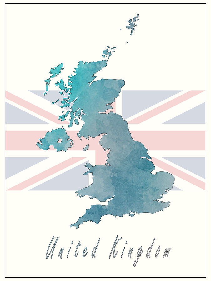 United Kingdom Map Style 1 Drawing by Greg Edwards | Fine Art America