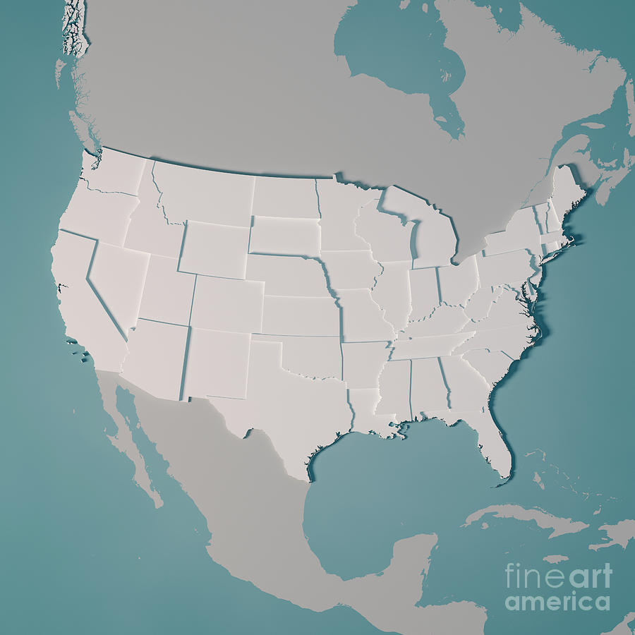 United States Country Map Administrative Divisions 3d Render Digital Art By Frank Ramspott 6554