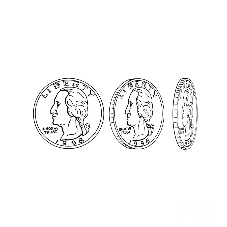 George Washington Digital Art - United States Dollar Coin Spinning Drawing by Aloysius Patrimonio