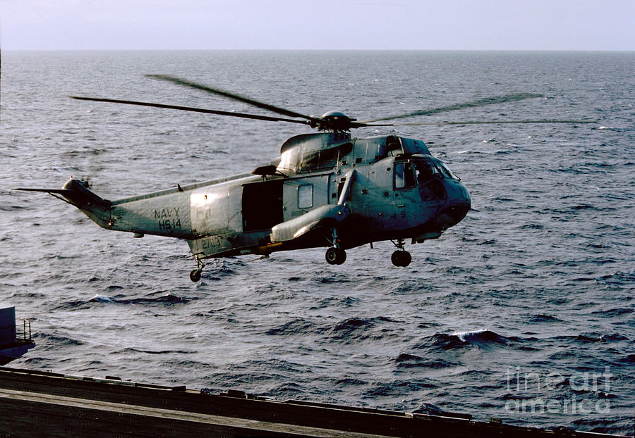 United States Navy Helicopter on the USS Ranger Photograph by Wernher ...