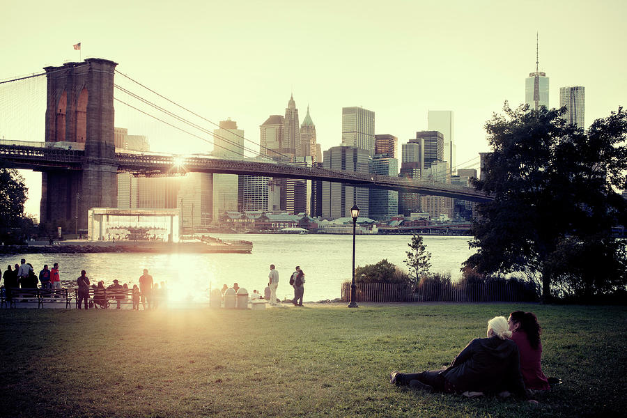 United States, New York City, Brooklyn, Brooklyn Bridge, East River. Digital Art by Massimo Ripani