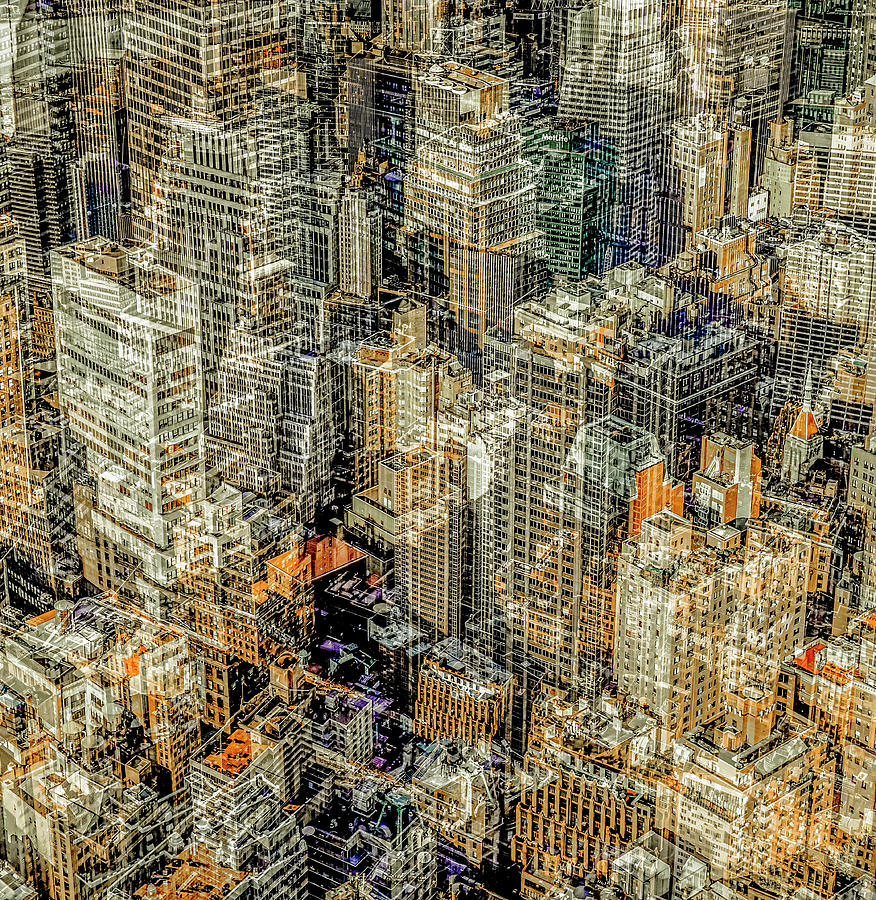 United States, New York City, Manhattan From Above, Multi-exposures Digital Art by Olimpio Fantuz