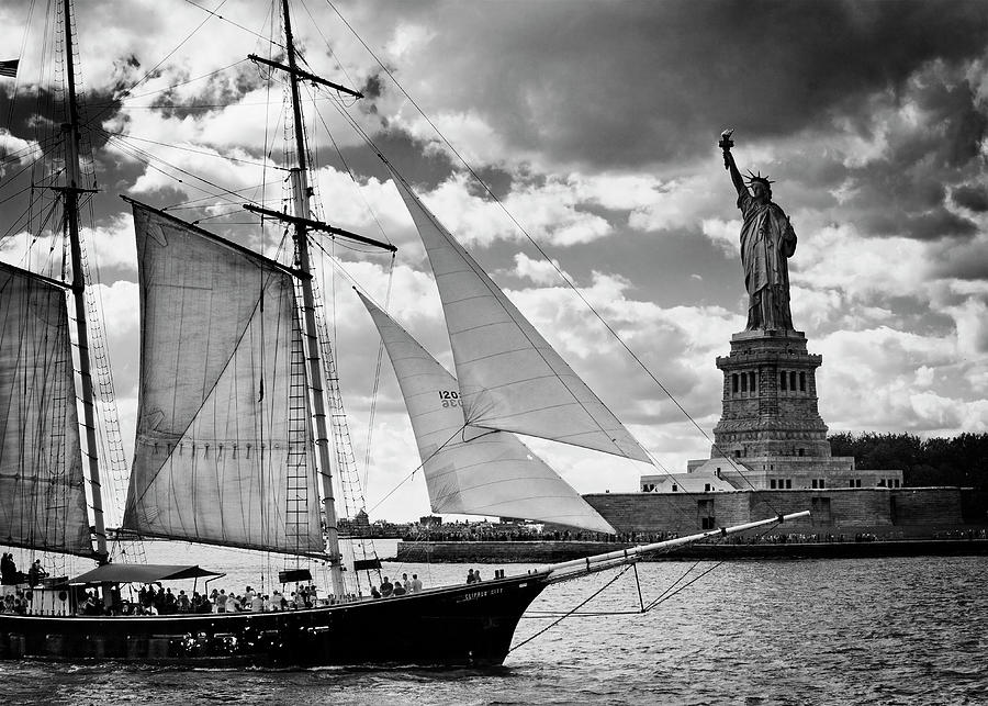 United States, New York City, Manhattan, Lower Manhattan, Liberty Island, Statue Of Liberty. Digital Art by Luigi Vaccarella