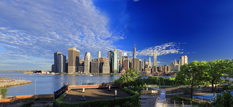 United States, New York City, Manhattan, Lower Manhattan, Lower Manhattan And The Financil District, View From Brooklyn Digital Art by Paolo Giocoso