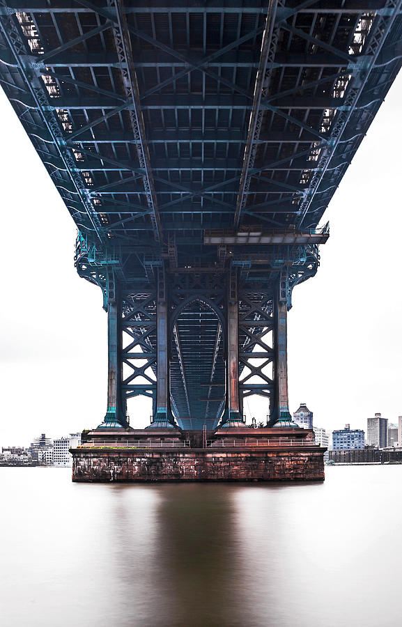 United States, New York City, Manhattan, Lower Manhattan, Manhattan Bridge, East River. Digital Art by Olimpio Fantuz