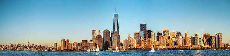 United States, New York City, Manhattan, Lower Manhattan, One World Trade Center, Freedom Tower, Lower Manhattan Skyline Digital Art by Antonino Bartuccio