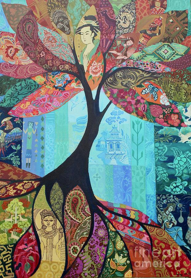 Unity in Diversity Tree Painting by Lesley Cottle