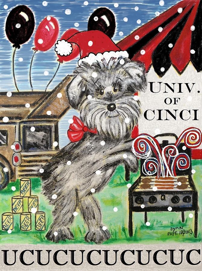 Univ. of Cincinnati Santa Tailgating Dog Digital Art by Diane Pape