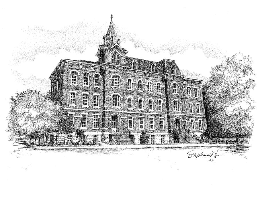 University Hall, Purdue University, West Lafayette, Indiana Drawing by Stephanie Huber