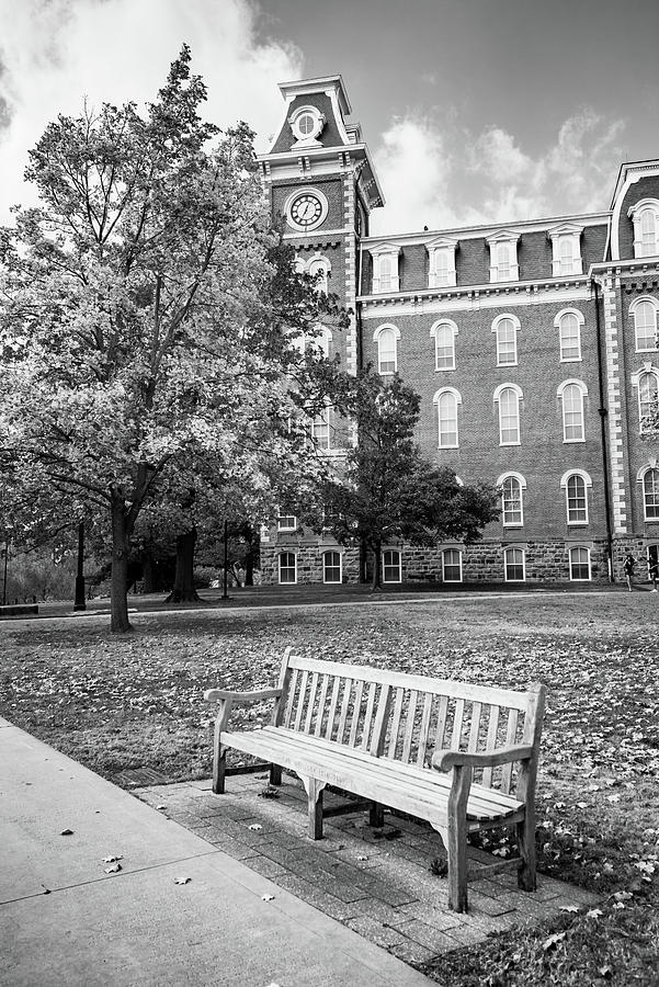 Fall Photograph - Fayetteville Arkansas Autumn at Old Main - Black and White by Gregory Ballos