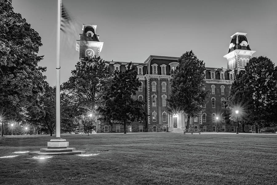 U Of Arkansas >> University Of Arkansas Old Main Dusk Light Black And White U Of Arkansas >> University Of Arkansas Old Main Dusk Light Black And White