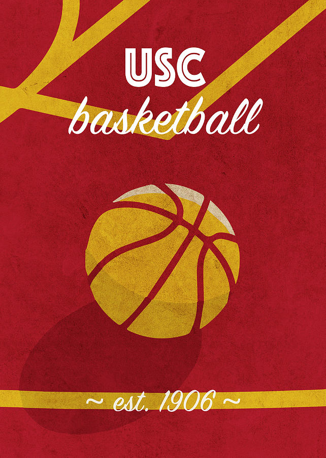 University Of Southern California Mixed Media - University of Southern California Retro College Basketball Team Poster by Design Turnpike