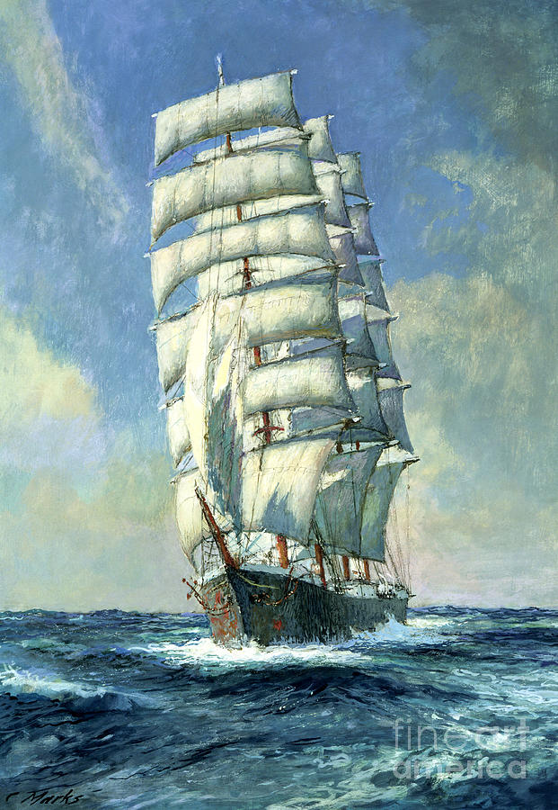 Unnamed clipper ship Painting by Claude Marks