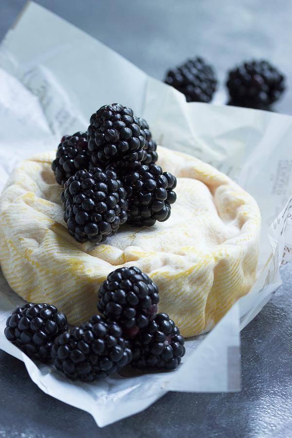 Unpasteurized Cheese With Fresh Blackberries Photograph by Charlotte Von Elm