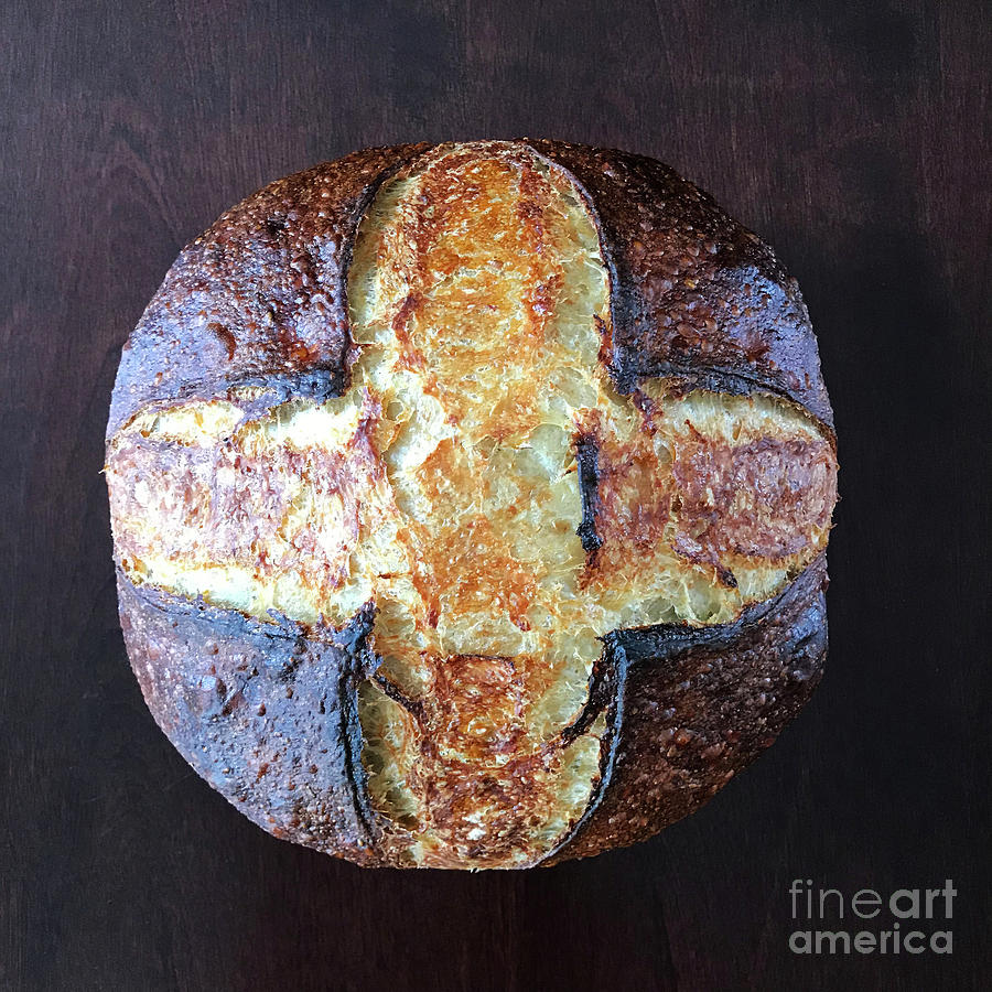 Unprocessed Wheat Bran Sourdough With Honey - Cross And Spiral Set 4 Photograph by Amy E Fraser